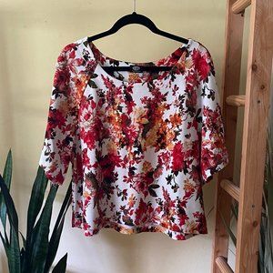 Bobeau Floral Short Sleeve Top